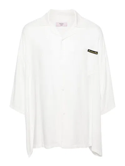Martine Rose Logo-patch Drop-shoulder Shirt In Blanco