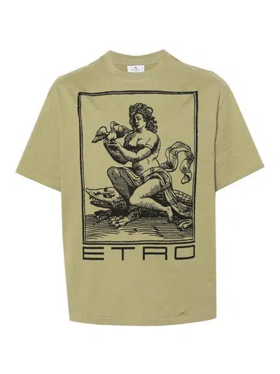 Etro T-shirt With Graphic Print In Verde