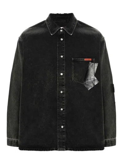 Martine Rose Tape-embellished Denim Jacket In Negro