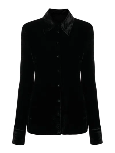 Jil Sander Velvet Shirt In Black