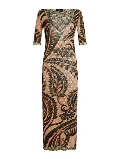 Etro Long Dress With Paisley Print In Multicolor