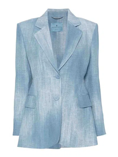 Ermanno Scervino Denim-print Blazer In Blue