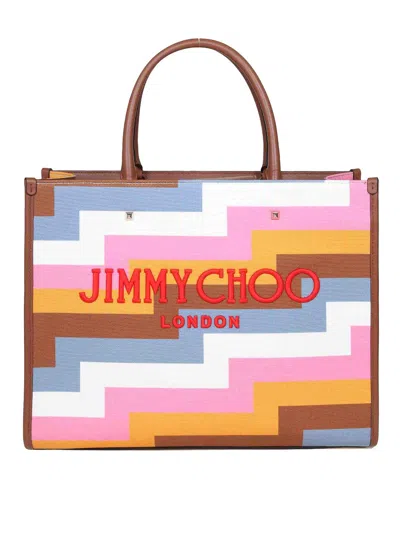 Jimmy Choo Avenue Medium Canvas Tote Bag In Multicolor