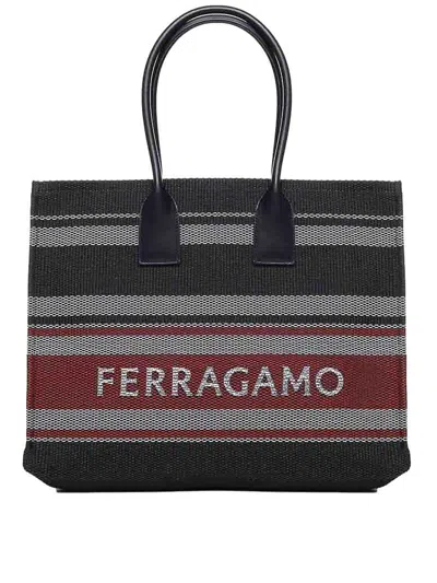 Ferragamo Salvatore  Logo Jacquard Signature Tote Bag In Multicolor