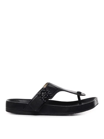Loewe Comfort Anagram-buckle 35 Leather Sandals In Negro