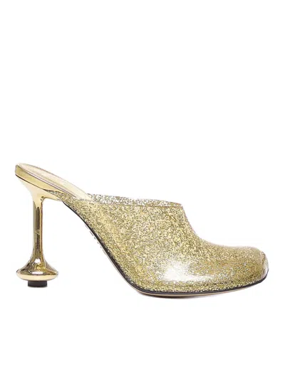 Loewe Womens Gold Toy Glitter-embellished Woven Heeled Mules In Colour Carne Y Neutral