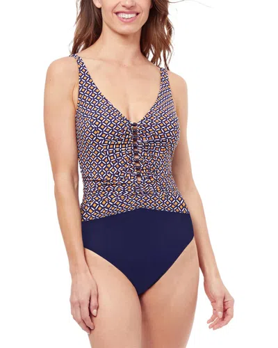 Profile By Gottex Let It Be Halter Underseam One-piece Swimsuit In Blue