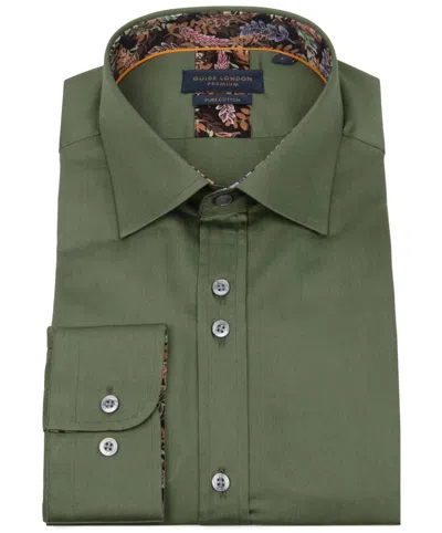 Guide London Long Sleeve Cotton Shirt In Khaki In Green