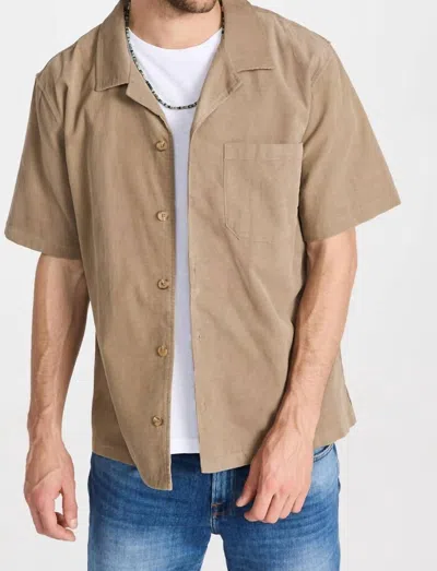 Frame Light Weight Cord Camp Collared Shirt In Dark Beige In Brown