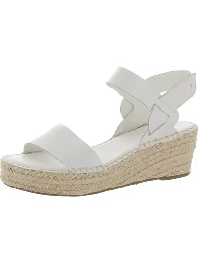 Franco Sarto Patra Womens Leather Dressy Wedge Sandals In White