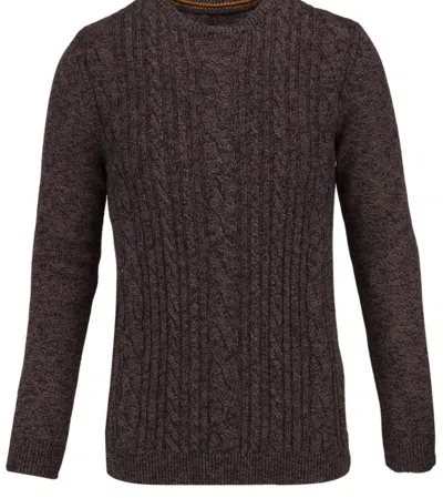 Guide London Cable Knit Long Sleeve Pullover In Black/tan In Multi