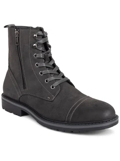 Unlisted Kenneth Cole Captain Boot Mens Faux Suede Round Toe Combat & Lace-up Boots In Grey