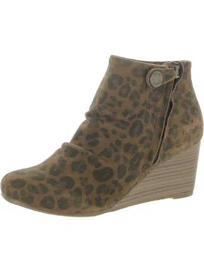 Blowfish Womens Faux Suede Ankle Wedge Boots In Multi