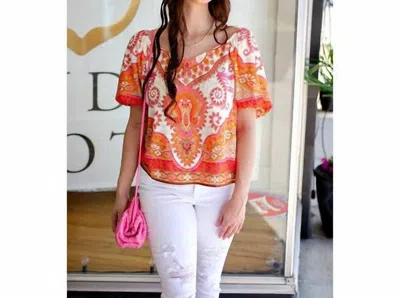 Flying Tomato Moroccan Printed Top In Pink And Orange In Multi