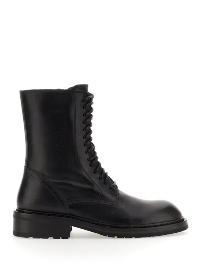 Ann Demeulemeester Leather Lace-up Boot In Black