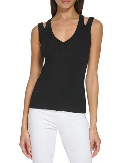 Calvin Klein Womens Cut-out V-neck Tank Top In Black