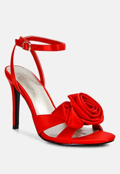 Rag & Co Chaumet Red Rose Bow Embellished Sandals In Orange