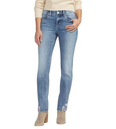 Jag Mid Rise Embroidered Ruby Straight Leg Jeans In Essex Blue In Multi