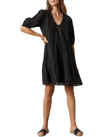 Velvet Womens Boho Mini Mini Dress In Black