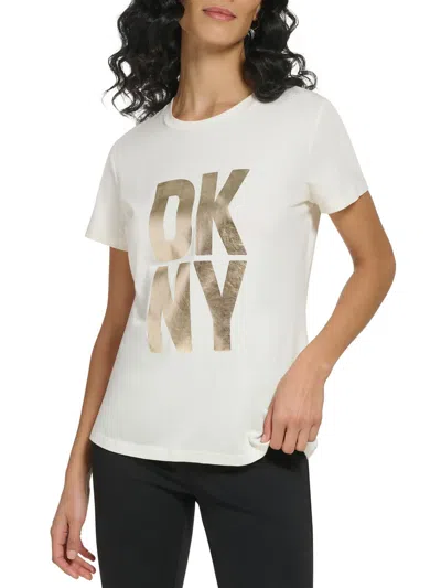 Dkny Womens Short Sleeve Logo Graphic T-shirt In Multi