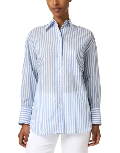 Vince Oversized Stripe Shirt In Blue Stripe