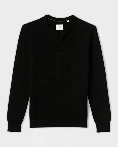 Billy Reid Men's Textured Sweater Henley In Black