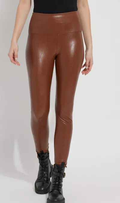 Lyssé Textured Leather Legging In Whiskey In Brown