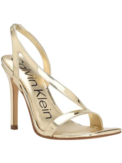 Calvin Klein Tallon Womens Patent Open Toe Heels In Gold