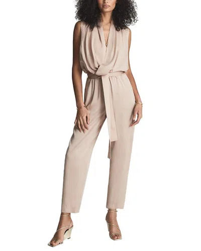 Reiss Kali Drape Jumpsuit In Brown