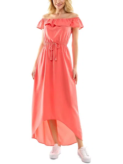 Kingston Grey Womens Hi-low Off-the-shoulder Maxi Dress In Pink