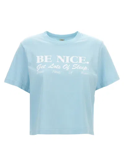 Sporty And Rich Be Nice Cotton Crop Graphic T-shirt In Baby Blue