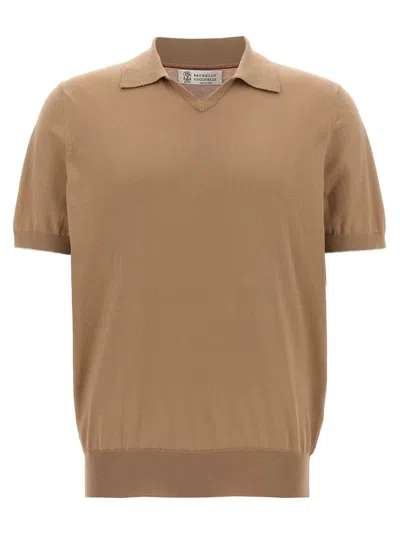 Brunello Cucinelli Cotton  Shirt Polo Beige In Brown