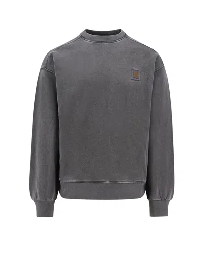 Carhartt Cotton Sweatshirt With Washed Out Effect In Gray
