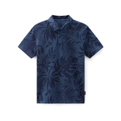 Woolrich Tropical Overdyed Polo In Maritime Blue Flwr