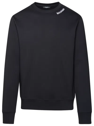 Balmain Stitch Collar Sweatshirt In Black