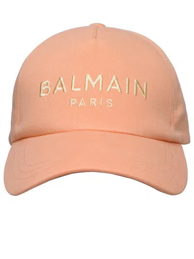 Balmain Orange Cotton Hat In Brown