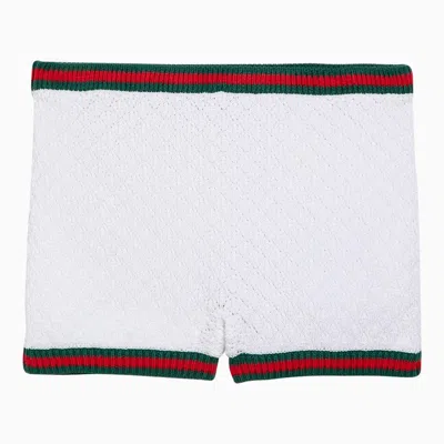 Gucci White Lace And Cotton Short With Web Detail Women