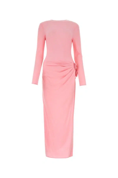 Magda Butrym Maxi Dress With Long Gathered Sleeves In Pink