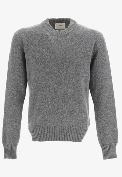 Ami Alexandre Mattiussi Ami De Coeur Cashmere Sweater In Gray