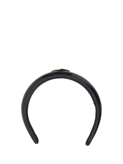 Prada Patent Lamb Leather Headband In Nero