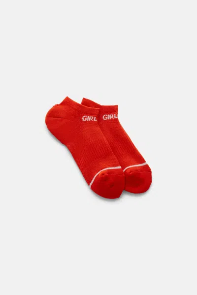Girlfriend Collective Blood Orange Ankle Sock In Red