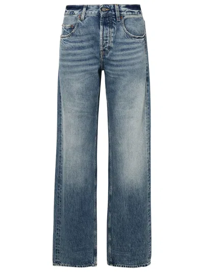 Saint Laurent Woman  Blue Cotton Jeans