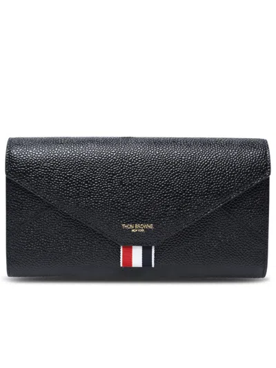 Thom Browne Woman  Black Grained Leather Wallet