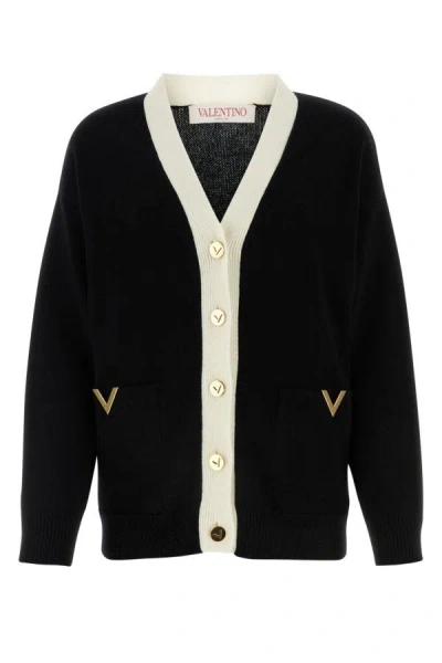 Valentino Wool Cardigan In Black