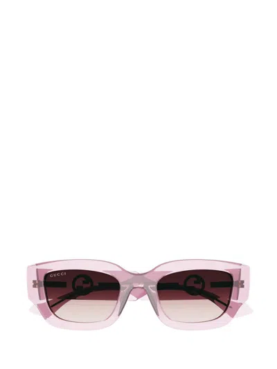 Gucci Eyewear Rectangle Frame Sunglasses In Pink