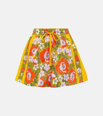 Alemais Floral Linen Shorts In Multi