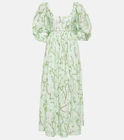 Agua By Agua Bendita Vivianne Cacatua Printed Cotton Maxi Dress In Green