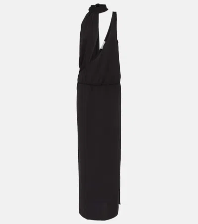 Christopher Esber Draped Halterneck Side-slit Gown In Black