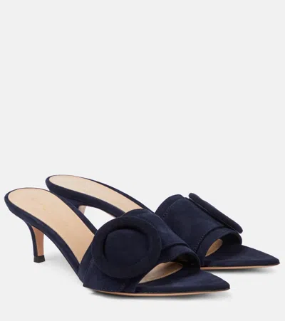 Gianvito Rossi Suede Mules In Blue