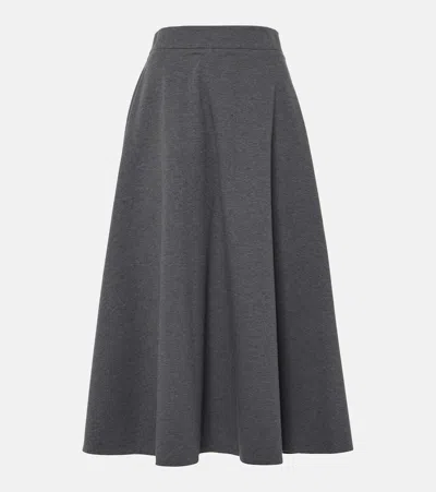 Brunello Cucinelli Cotton-blend Midi Skirt In Gray